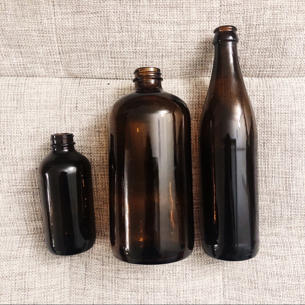 amber bottles - set of three